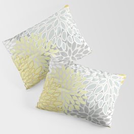 Floral Prints, Soft, Yellow and Gray, Modern Print Art Pillow Sham