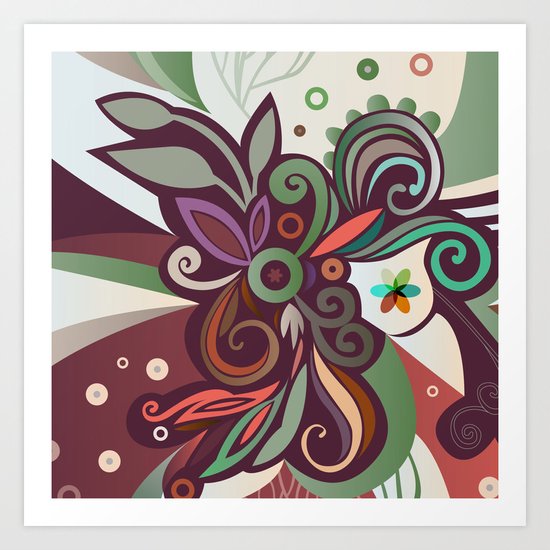 Floral curves II Art Print