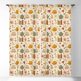 Flowery Books and Tea Blackout Curtain