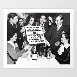 End of liquor prohibition party jazz age no intoxicating liquor alcoholic beverages vintage black and white photograph - photograph - photographs Art Print