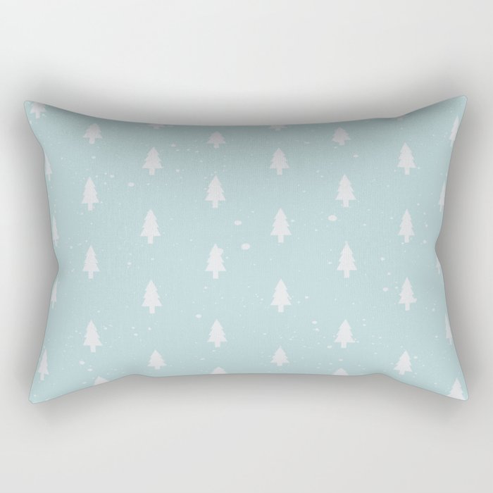 Christmas Trees Pattern Light Blue Rectangular Pillow