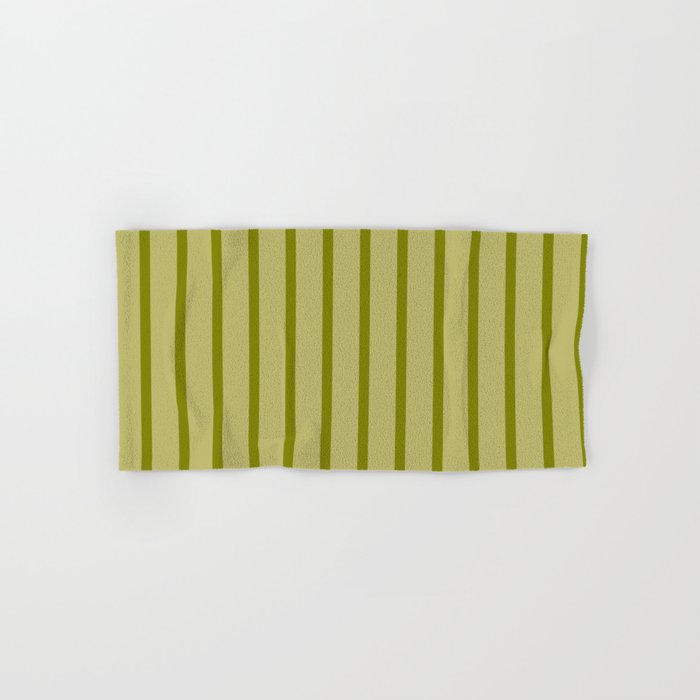 Green and Dark Khaki Colored Pattern of Stripes Hand & Bath Towel