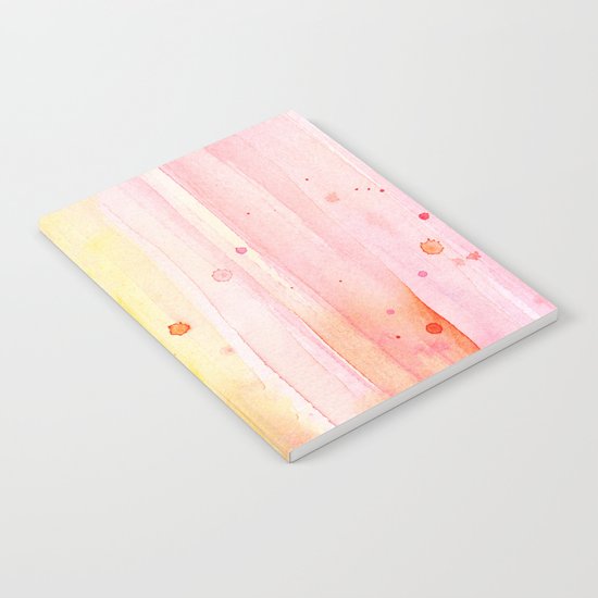 Pink Orange Rain Watercolor Texture Splatters Notebook