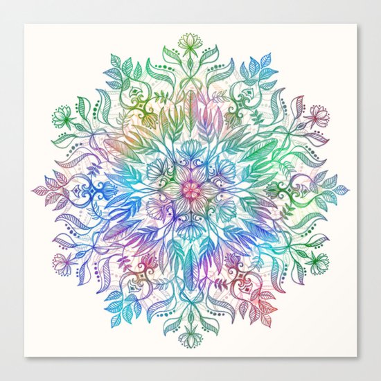 Nature Mandala in Rainbow Hues Canvas Print