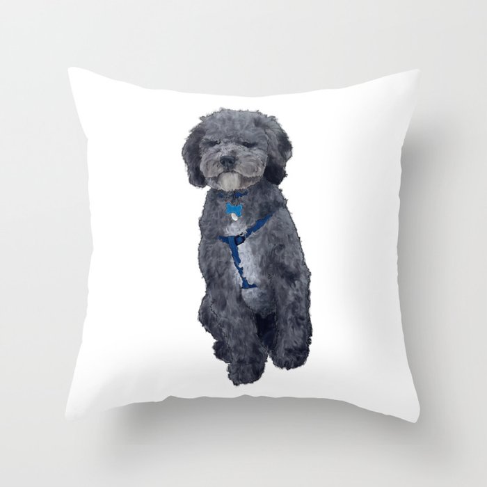 Leo the grey golden doodle Throw Pillow