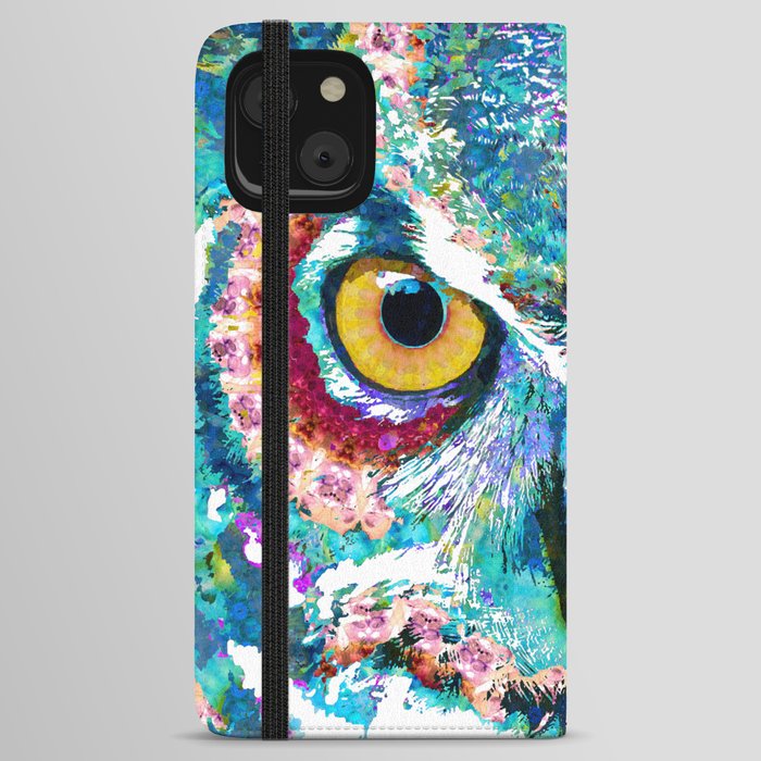Colorful Horned Owl Art - Night Animal - Sharon Cummings iPhone Wallet Case