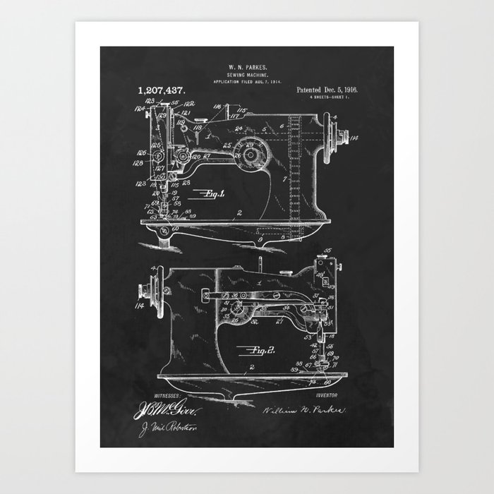Sewing Machine 1916 Patent Print Art Print