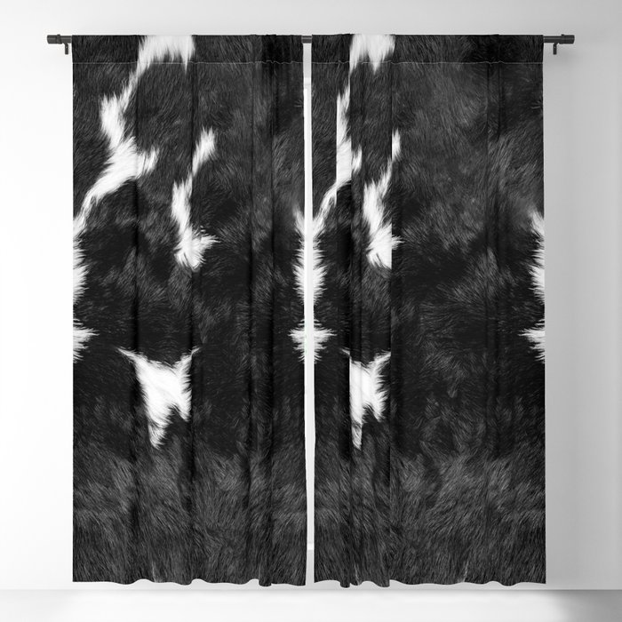 Luxe Animal Print Cowhide in Black and White Blackout Curtain