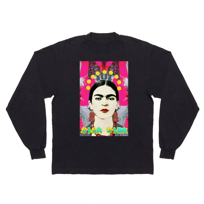 Frida Kahlo Graffiti Viva la Vita Long Sleeve T Shirt
