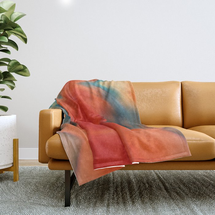 Listening - Red And Black Abstract Art Throw Blanket
