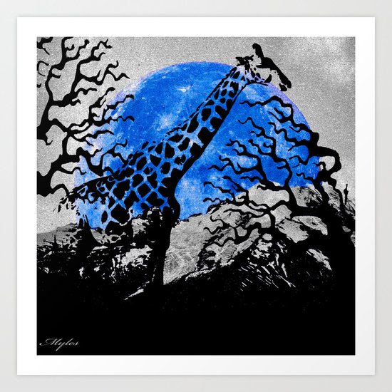 GIRAFFE IN A THICKET Art Print