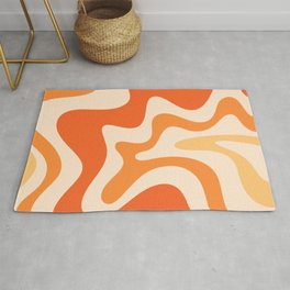 Retro Liquid Swirl Abstract Pattern Square Tangerine Orange Tones Area & Throw Rug