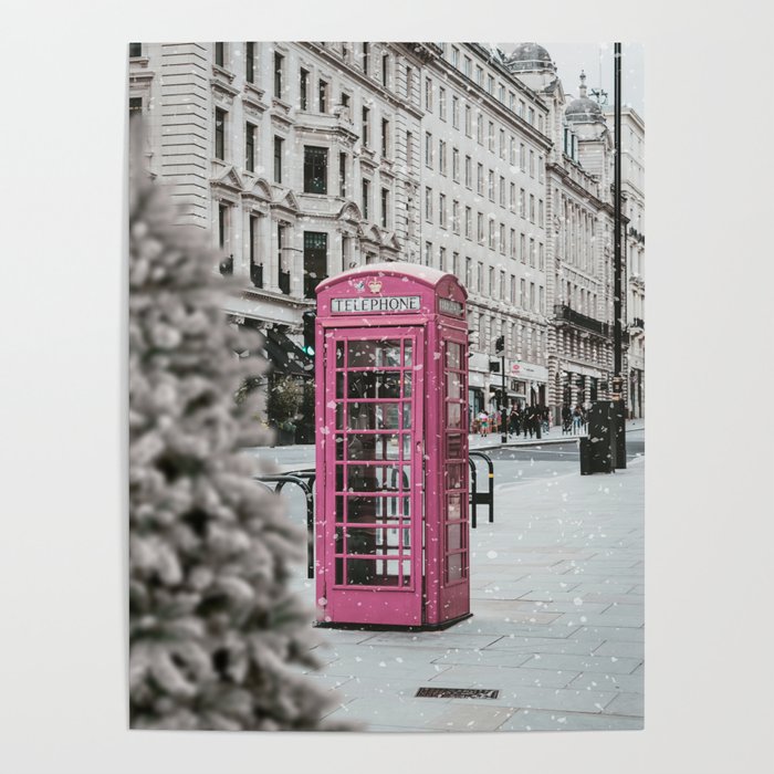 Pink Telephone Booth Poster