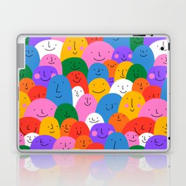 Diverse colorful people crowd pattern illustration Laptop Skin