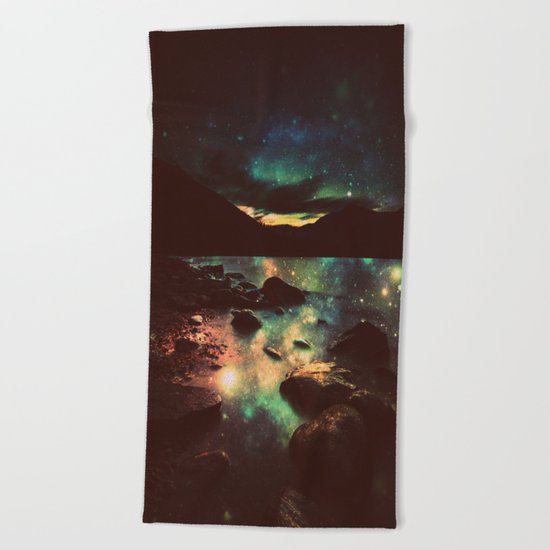 Dark Magical Mountain Lake Beach Towel