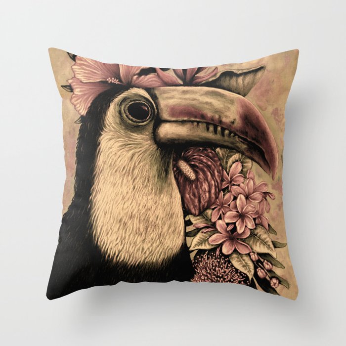 Vintage Toucan Throw Pillow