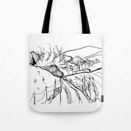 Little Village with Church "Landscape Drawings" Tote Bag