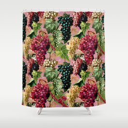 Exotic Vintage grapes pattern, vines, vintage florals, botanical pattern, blush pink floral  Shower Curtain