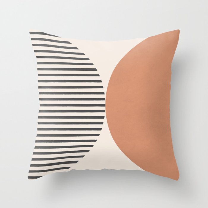 Semicircle Stripes - Terracotta Throw Pillow