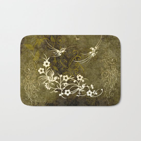 Fantasy birds with flowers Bath Mat