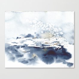 Stormy Sea - blue watercolor Canvas Print