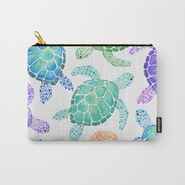 Sea Turtle - Colour Carry-All Pouch | Vibrant, Painting, Mosaic, Animalpattern, Turtle, Seaturtle, Sealife, Swim, Colour, Shell 
