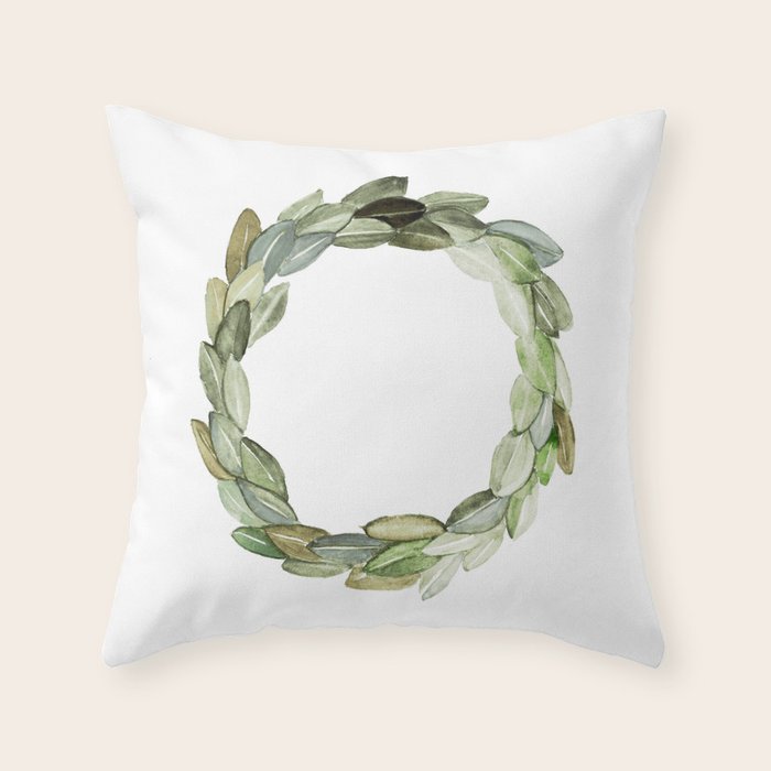 Magnolia Wreath Throw Pillow by craftberrybush Society6