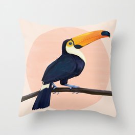 tropical toucan Throw Pillow