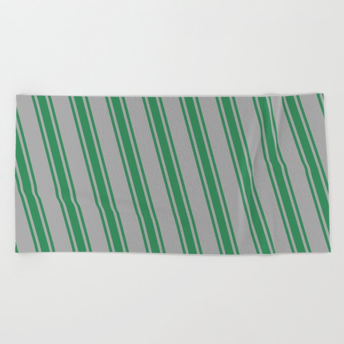 Dark Gray and Sea Green Colored Stripes/Lines Pattern Beach Towel