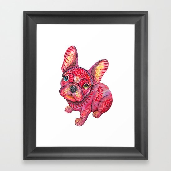 Raspberry frenchie Framed Art Print