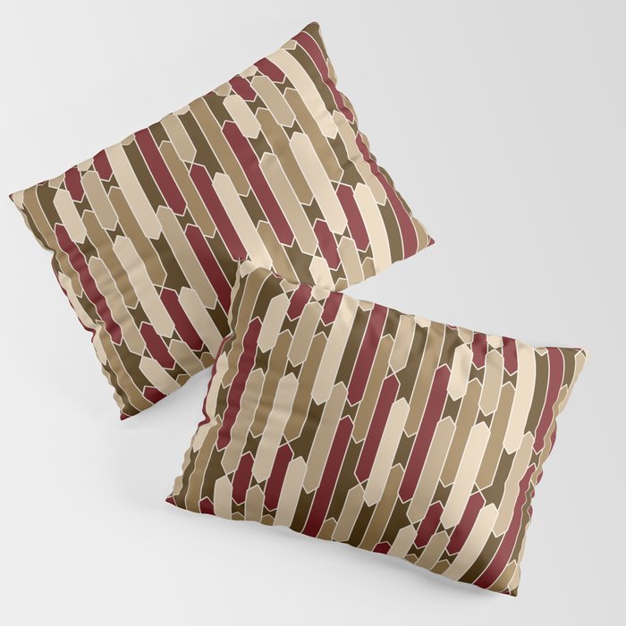 Modern Tabs in Brown Burgundy and Tan Pillow Sham by Mel Fischer