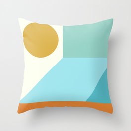 Angles and Shapes in Aqua, Turquoise, Orange, and Gold Throw Pillow