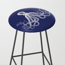 Octopus | Vintage Octopus | Tentacles | Navy Blue and White | Bar Stool