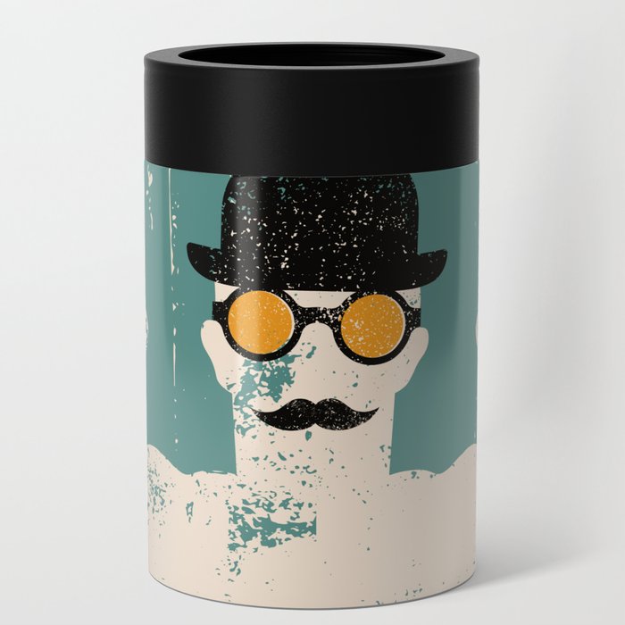 a cool strong man with a mustache Can Cooler