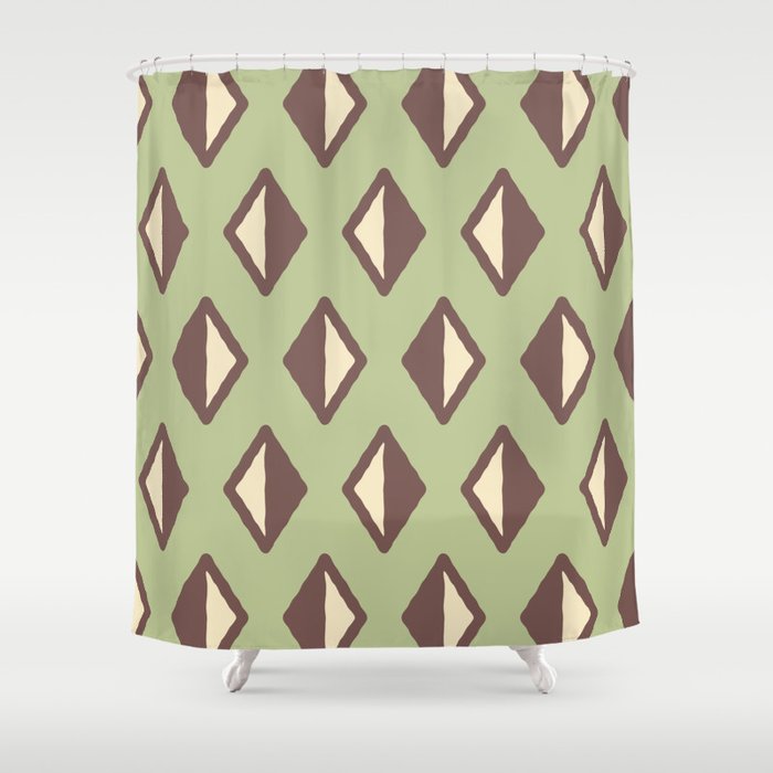 Diamond Pattern Sage Green and Brown Shower Curtain by Tony Magner