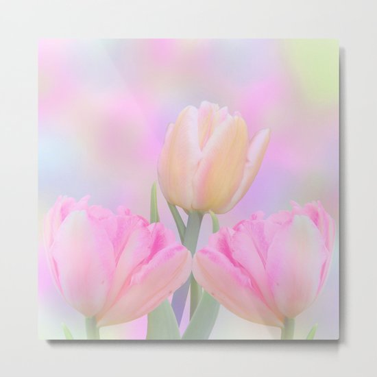 Painterly Pastel Tulips Metal Print