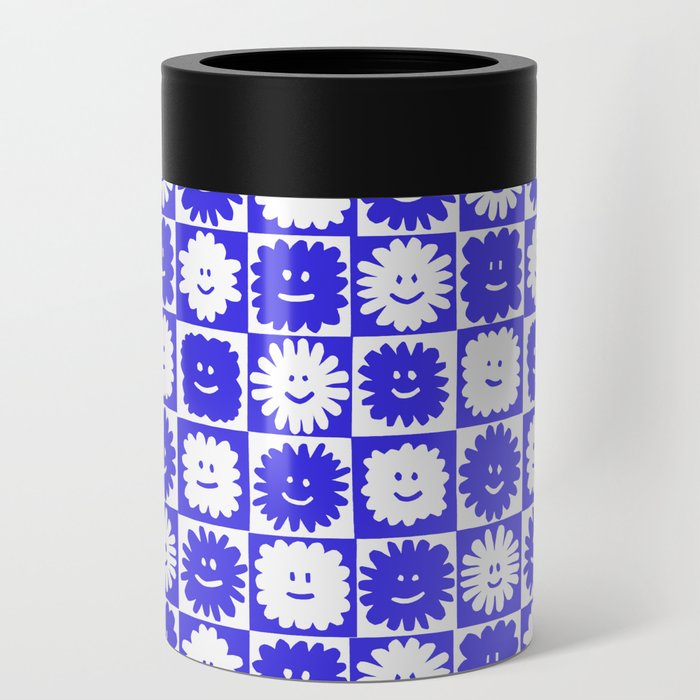 Happy Flowers in blue Can Cooler