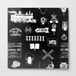 Railroad Symbols on Black Metal Print