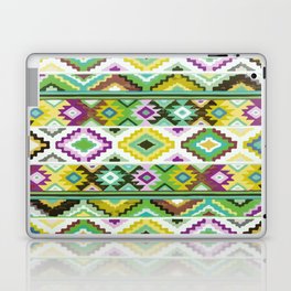 Green geometric aztec pattern colorful decoration mexican clothes ethnic boho chic Laptop Skin