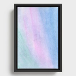 Teal Blue Morning Fog Abstract Red Sky  Framed Canvas