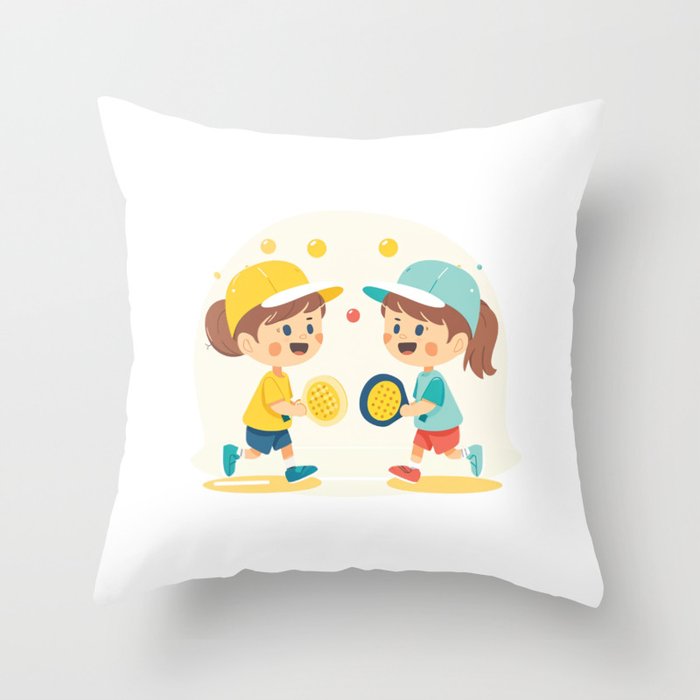 Playing pickleball 3 Throw Pillow