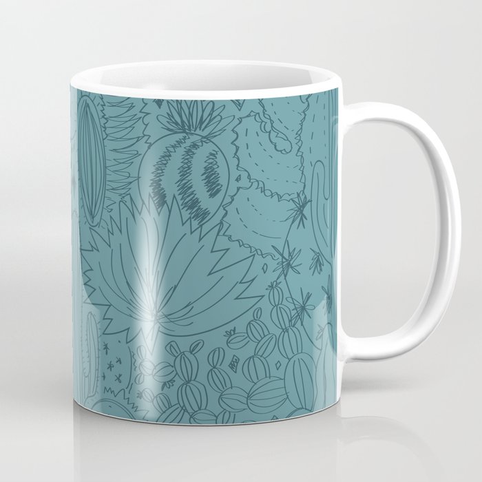 Cactus Scene in Blue Coffee Mug