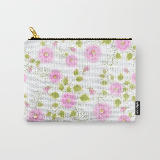 Pink flowers on a white background Carry-All Pouch