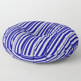 [ Thumbnail: Dark Blue and Grey Colored Lines Pattern Floor Pillow ]