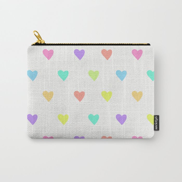Cute Pastel Rainbow Hearts Pattern Carry-All Pouch