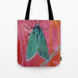 Turquoise Moth Tote Bag