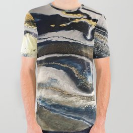 Flowing Geode Blue & Gold All Over Graphic Tee