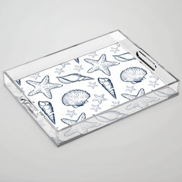 Clams and Shells Pattern - A day at the beach Acrylic Tray