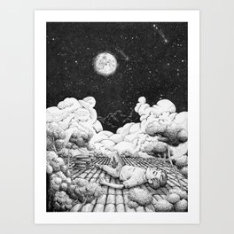 Boy and the Night Sky Art Print