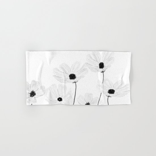 black and white cosmos Hand & Bath Towel